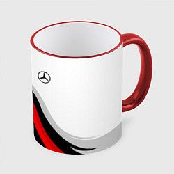 Кружка 3D Mercedes benz AMG - белый с красным, цвет: 3D-красный кант