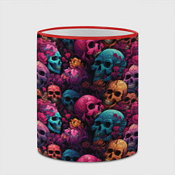 Кружка 3D Поле яркий черепов и цветов, цвет: 3D-красный кант — фото 2