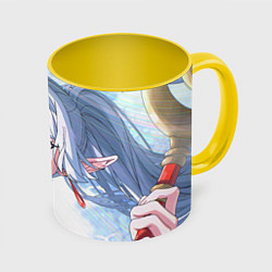 Кружка 3D Sousou no Frieren Фрирен beautiful smile, цвет: 3D-белый + желтый