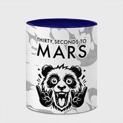 Кружка 3D Thirty Seconds to Mars рок панда на светлом фоне, цвет: 3D-белый + синий — фото 2