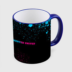 Кружка 3D Manchester United - neon gradient по-горизонтали, цвет: 3D-синий кант