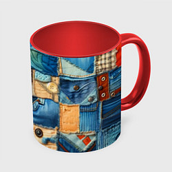 Кружка цветная Vanguard denim patchwork - ai art