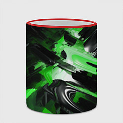 Кружка 3D Green dark abstract geometry style, цвет: 3D-красный кант — фото 2