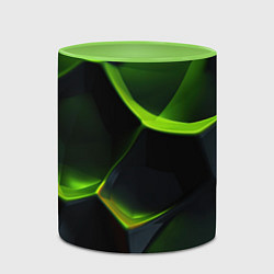 Кружка 3D Green neon abstract geometry, цвет: 3D-белый + светло-зеленый — фото 2