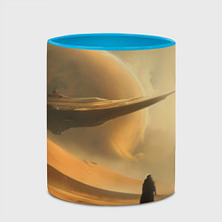 Кружка 3D Пустыня и космический корабль - Дюна, цвет: 3D-белый + небесно-голубой — фото 2