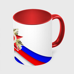 Кружка 3D Великая отечественная - Российский триколор, цвет: 3D-белый + красный