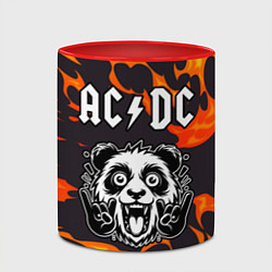 Кружка 3D AC DC рок панда и огонь, цвет: 3D-белый + красный — фото 2