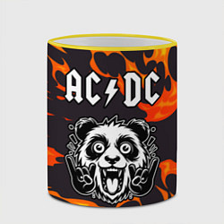 Кружка 3D AC DC рок панда и огонь, цвет: 3D-желтый кант — фото 2
