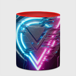 Кружка 3D Neon geometric abstraction - ai art, цвет: 3D-белый + красный — фото 2