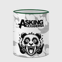 Кружка 3D Asking Alexandria рок панда на светлом фоне, цвет: 3D-зеленый кант — фото 2