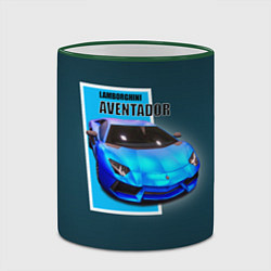 Кружка 3D Спортивная итальянская машина Lamborghini Aventado, цвет: 3D-зеленый кант — фото 2