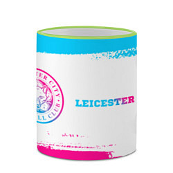 Кружка 3D Leicester City neon gradient style по-горизонтали, цвет: 3D-светло-зеленый кант — фото 2