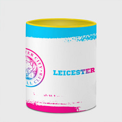 Кружка 3D Leicester City neon gradient style по-горизонтали, цвет: 3D-белый + желтый — фото 2