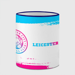 Кружка 3D Leicester City neon gradient style по-горизонтали, цвет: 3D-синий кант — фото 2