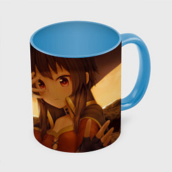 Кружка 3D Konosuba Мэгумин cute, цвет: 3D-белый + небесно-голубой