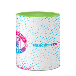 Кружка 3D Manchester United neon gradient style по-горизонта, цвет: 3D-белый + светло-зеленый — фото 2