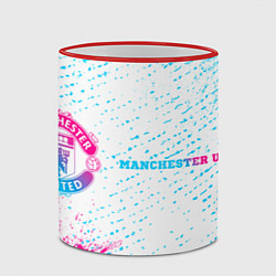 Кружка 3D Manchester United neon gradient style по-горизонта, цвет: 3D-красный кант — фото 2