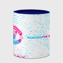 Кружка 3D Manchester United neon gradient style по-горизонта, цвет: 3D-белый + синий — фото 2