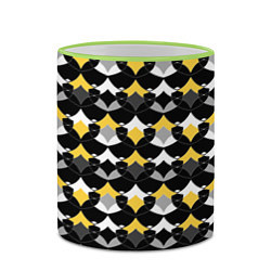 Кружка 3D Желто черный с белым геометрический узор, цвет: 3D-светло-зеленый кант — фото 2
