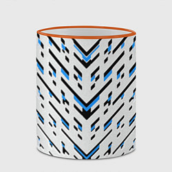 Кружка 3D Black and blue stripes on a white background, цвет: 3D-оранжевый кант — фото 2