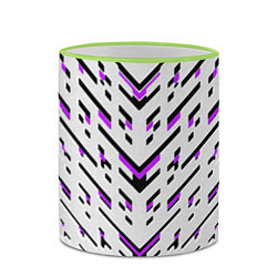 Кружка 3D Black and purple stripes on a white background, цвет: 3D-светло-зеленый кант — фото 2