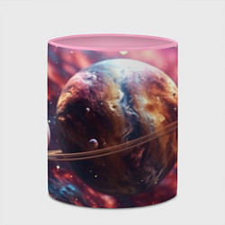 Кружка 3D Объемный космос и планеты, цвет: 3D-белый + розовый — фото 2
