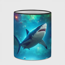 Кружка 3D Большая белая акула в космическом пространстве, цвет: 3D-черный кант — фото 2