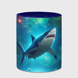 Кружка 3D Большая белая акула в космическом пространстве, цвет: 3D-белый + синий — фото 2