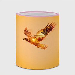 Кружка 3D Орел с пейзажем на закате двойная экспозиция, цвет: 3D-розовый кант — фото 2