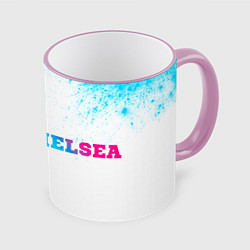 Кружка 3D Chelsea neon gradient style по-горизонтали, цвет: 3D-розовый кант