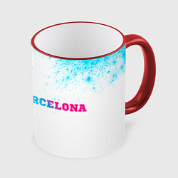 Кружка 3D Barcelona neon gradient style по-горизонтали, цвет: 3D-красный кант