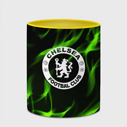 Кружка 3D Chelsea sport club fc fire, цвет: 3D-белый + желтый — фото 2