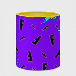 Кружка 3D Fortnite neon steel colors epic, цвет: 3D-белый + желтый — фото 2