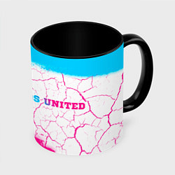 Кружка цветная Leeds United neon gradient style по-горизонтали
