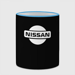 Кружка 3D Nissan logo white, цвет: 3D-небесно-голубой кант — фото 2