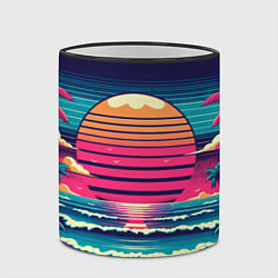 Кружка 3D Закат на пляже vaporwave, цвет: 3D-черный кант — фото 2