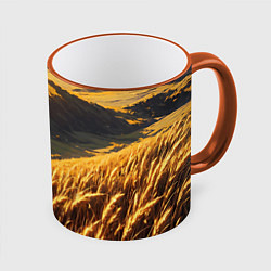 Кружка 3D Пшеничное поле - аниме, цвет: 3D-оранжевый кант
