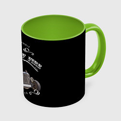 Кружка 3D Хотрод Wheels of fire, цвет: 3D-белый + светло-зеленый