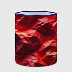 Кружка 3D Эффект текстуры мятой красной бумаги, цвет: 3D-синий кант — фото 2
