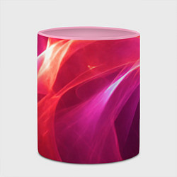 Кружка 3D Красно-розовый энергетический хаос волн, цвет: 3D-белый + розовый — фото 2