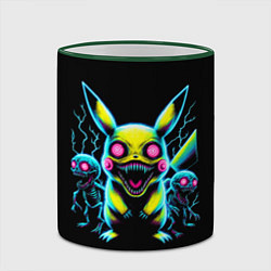 Кружка 3D Pikachu and skeletons - neon glow ai art, цвет: 3D-зеленый кант — фото 2