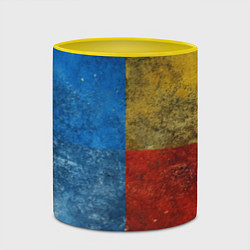 Кружка 3D Синий жёлтый красный в крапинку, цвет: 3D-белый + желтый — фото 2