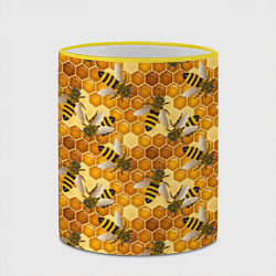 Кружка 3D Соты со пчелами, цвет: 3D-желтый кант — фото 2
