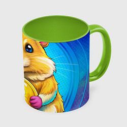 Кружка 3D Хомячок и коины, цвет: 3D-белый + светло-зеленый