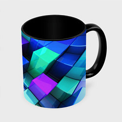 Кружка 3D Неоновые кубы текстура, цвет: 3D-белый + черный