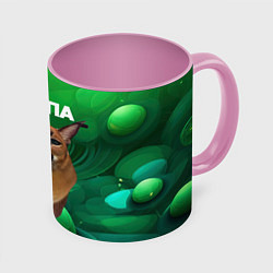 Кружка 3D Довольный кот Шлепа, цвет: 3D-белый + розовый