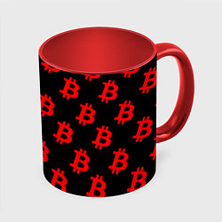 Кружка цветная Bitcoin red logo money