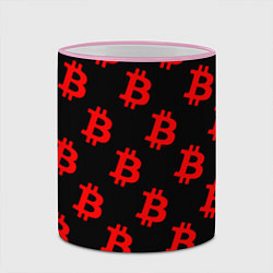 Кружка 3D Bitcoin red logo money, цвет: 3D-розовый кант — фото 2