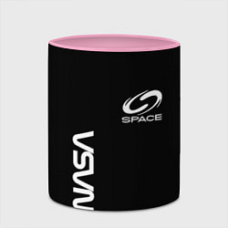 Кружка 3D Nasa space logo white, цвет: 3D-белый + розовый — фото 2