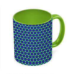 Кружка 3D Паттерн шестигранников, цвет: 3D-белый + светло-зеленый